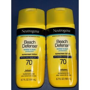 Lot Of 2 Neutrogena Beach Defense Water Sun Protection Sunscreen Lotion SPF 70